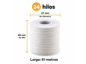 Mecha pabilo rollo 24 hilos 61 metros 